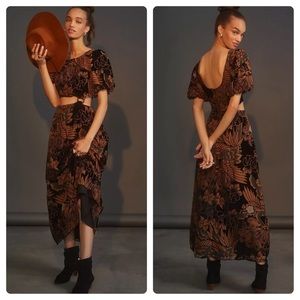 NWT Anthropologie Let Me Be Burnout Velvet Maxi Dress small